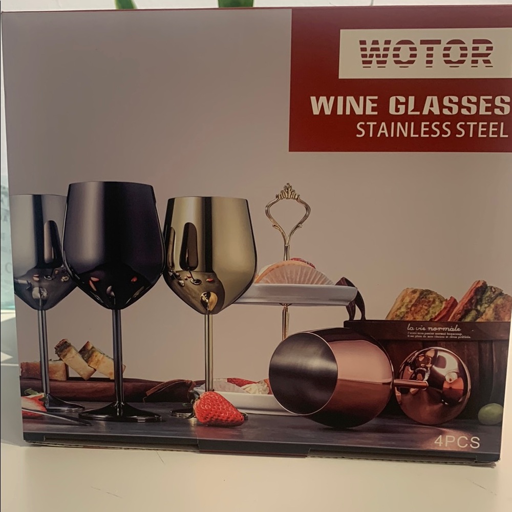 Wotor Stainless Steel Wine Glasses Set -  Gold